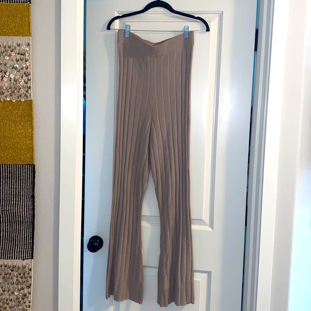 Cream Rib-Knit Pants